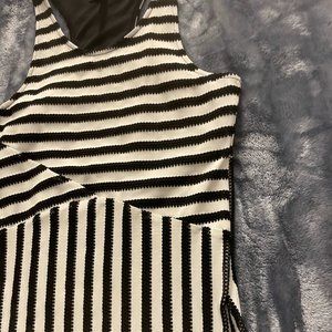 Black and White Mid Length Form Fitting Dress